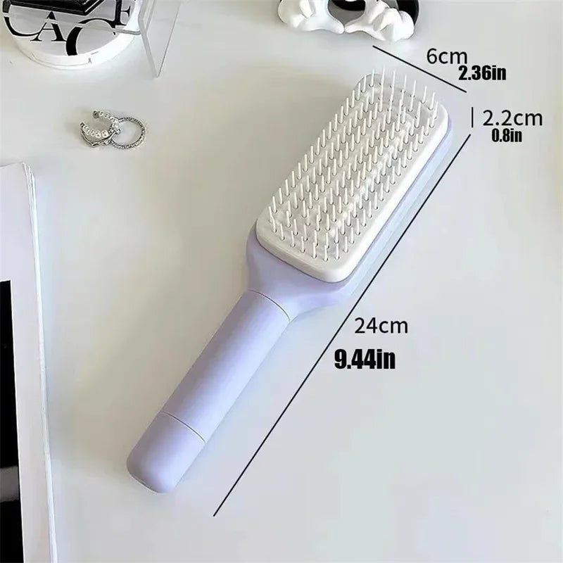 Self-cleaning hairbrush