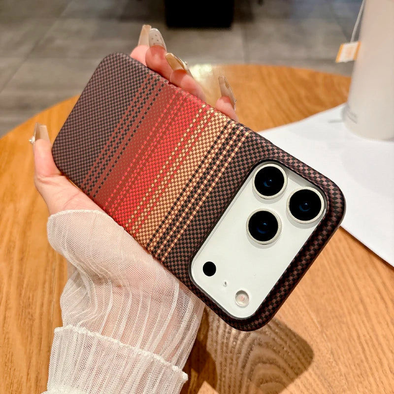 For Magsafe Magnetic Wireless Charging Luxury Solid Color Carbon Fiber Phone Case For iPhone 17 Pro Max Air Bumper Back Cover