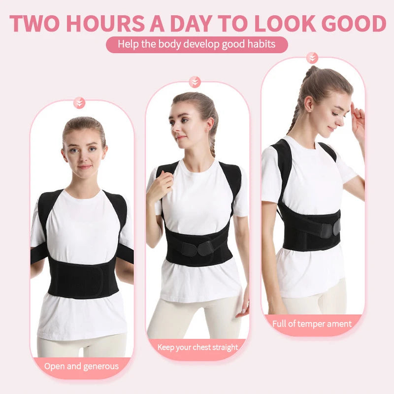 Adjustable Back Posture Belt Office Home Gym Unisex Back Posture Brace for Men Women Fit for Spine Back Brace for Shoulders