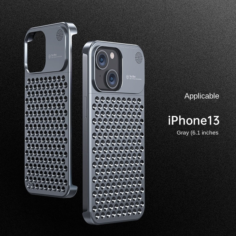 Aluminum Alloy Mobile Phone Case Hollow Heat Dissipation Anti-fall Suitable For Apple 13 13pro 13promax 14 14pro 14promax