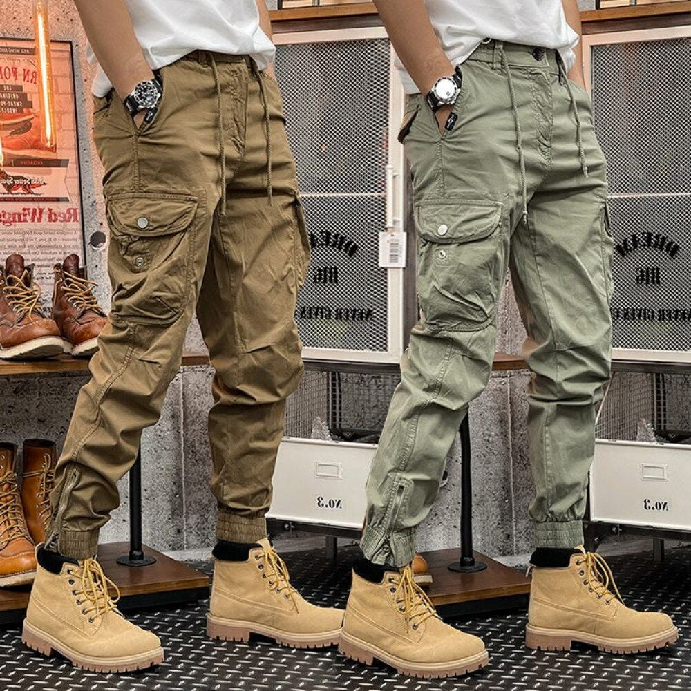 Skinny Cargo Pants Autumn Men Slim Fit Jogger Pants Elastic Waist Outdoor Tactical Pants Men Trousers With Multi pockets