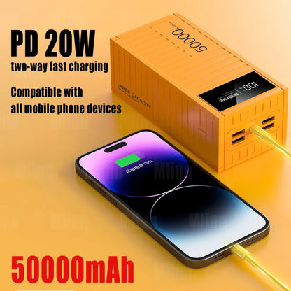 66W Power Bank 50000mAh Container Super Fast Charging Portable Powerbank for Huawei iPhone14 Xiaomi External Battery Charger New