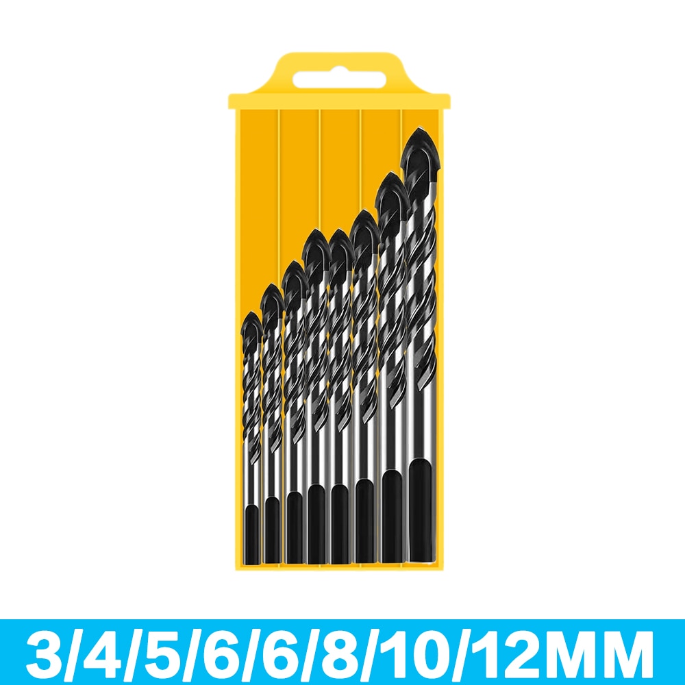 3-12mm Multifunctional Glass Metal Tile Drill Bit Triangle Diamond Drill Set Ceramic Concrete Brick Wood Punching Hole Saw Drill