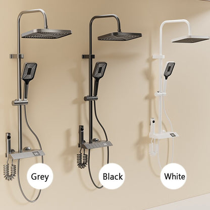 Bathroom Shower Full Set Black White Gray Bathtub Shower System Rain Pressurized Digital LED Shower Sets Hot Cold Shower Faucet