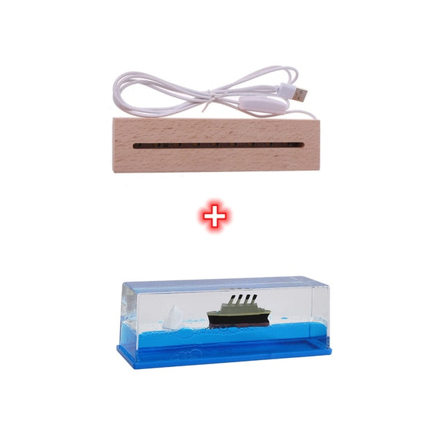 Titanic Cruise Ship Body Sea Ship Drift Bottle Liquid Hourglass Desktop Decoration Creative Cruise Ship Stress Relief Toys