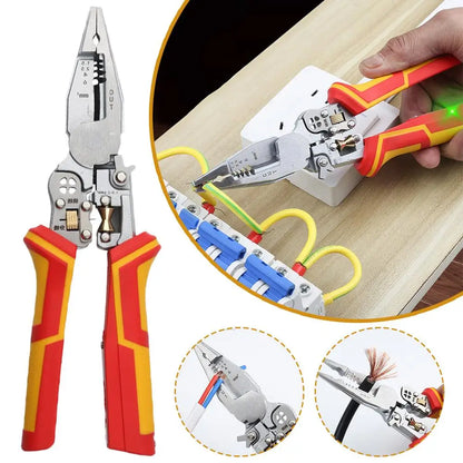 9-In-1 Stripping Pliers with Voltage Tester Versatile Wire Stripping Pliers With Electricity Measurement Cutting Crimping Pliers