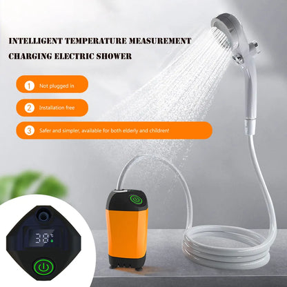 Outdoor Electric Shower IPX7 Waterproof Portable Electric Camping Shower Travel Beach Electric Shower Pump for Camping/Hiking