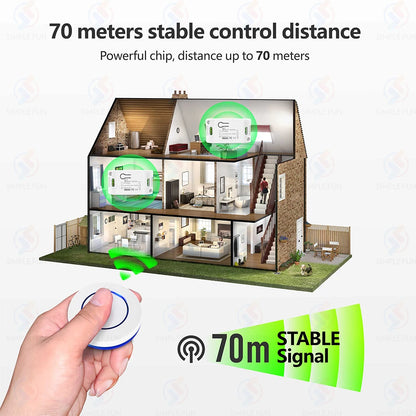 Wireless RF433MHz Remote Control Switch AC 110V 220V 10A Relay Receiver and Round Button Transmitter for Light Lamp Fan ON/OFF