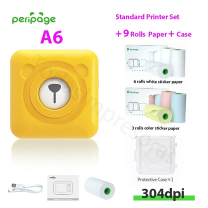 New Arrival 304dpi Mini Pocket Printer Peripage A6 Thermal Photo Printer Color Green Purple Mobile Phone Android IOS Regalo Gift