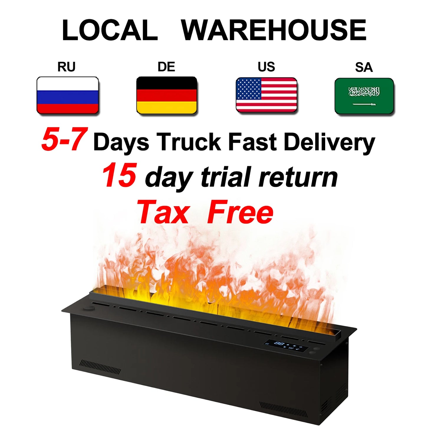 Smart Home 3D Fireplace Water Steam Humidifier LED Decorative Flame TV Wall Sound Of Firewood Cracking Vapour Electric Fireplace