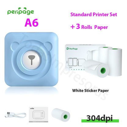 New Arrival 304dpi Mini Pocket Printer Peripage A6 Thermal Photo Printer Color Green Purple Mobile Phone Android IOS Regalo Gift