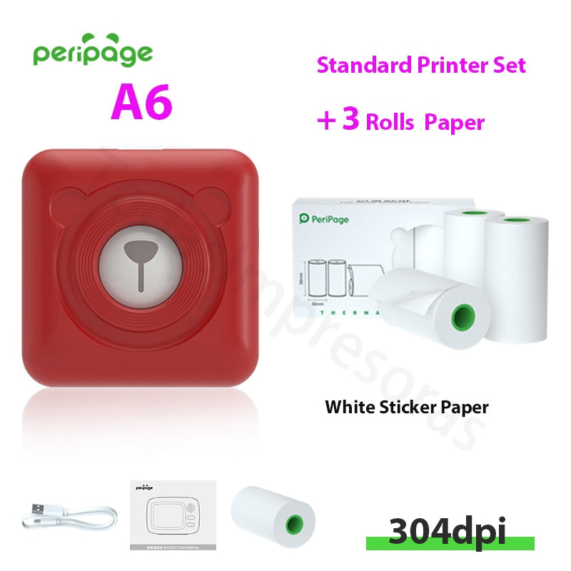 New Arrival 304dpi Mini Pocket Printer Peripage A6 Thermal Photo Printer Color Green Purple Mobile Phone Android IOS Regalo Gift