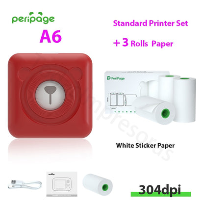 New Arrival 304dpi Mini Pocket Printer Peripage A6 Thermal Photo Printer Color Green Purple Mobile Phone Android IOS Regalo Gift
