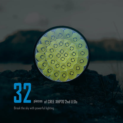 IMALENT MS32 200000 Lumen High Power LED Flashlight with 32 Cree XH70 II High Brightness, 100W Type-C Professional Searchlight