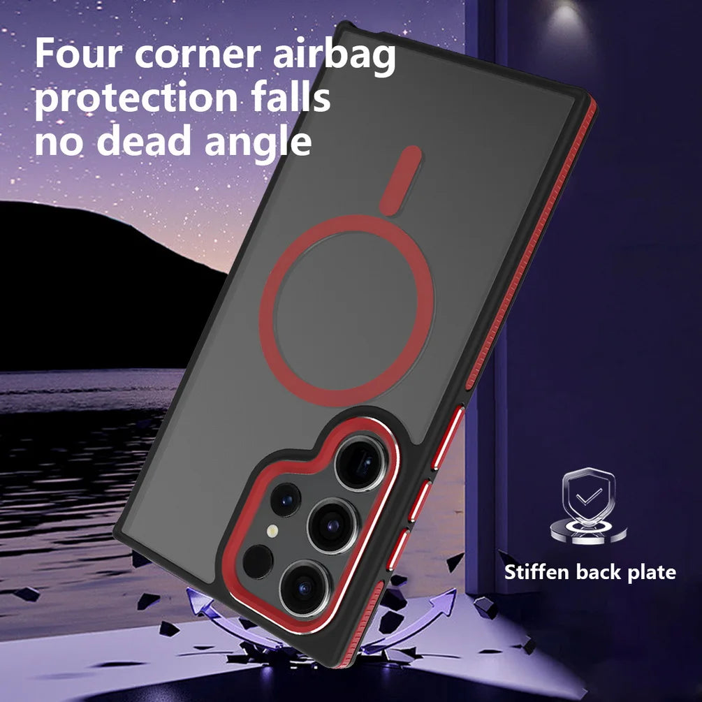 Matte skin feel Magsafe Magnetic Adsorption Case For Samsung S24 Ultra Galaxy S23 Plus S22 + Plating all inclusive Back Cover