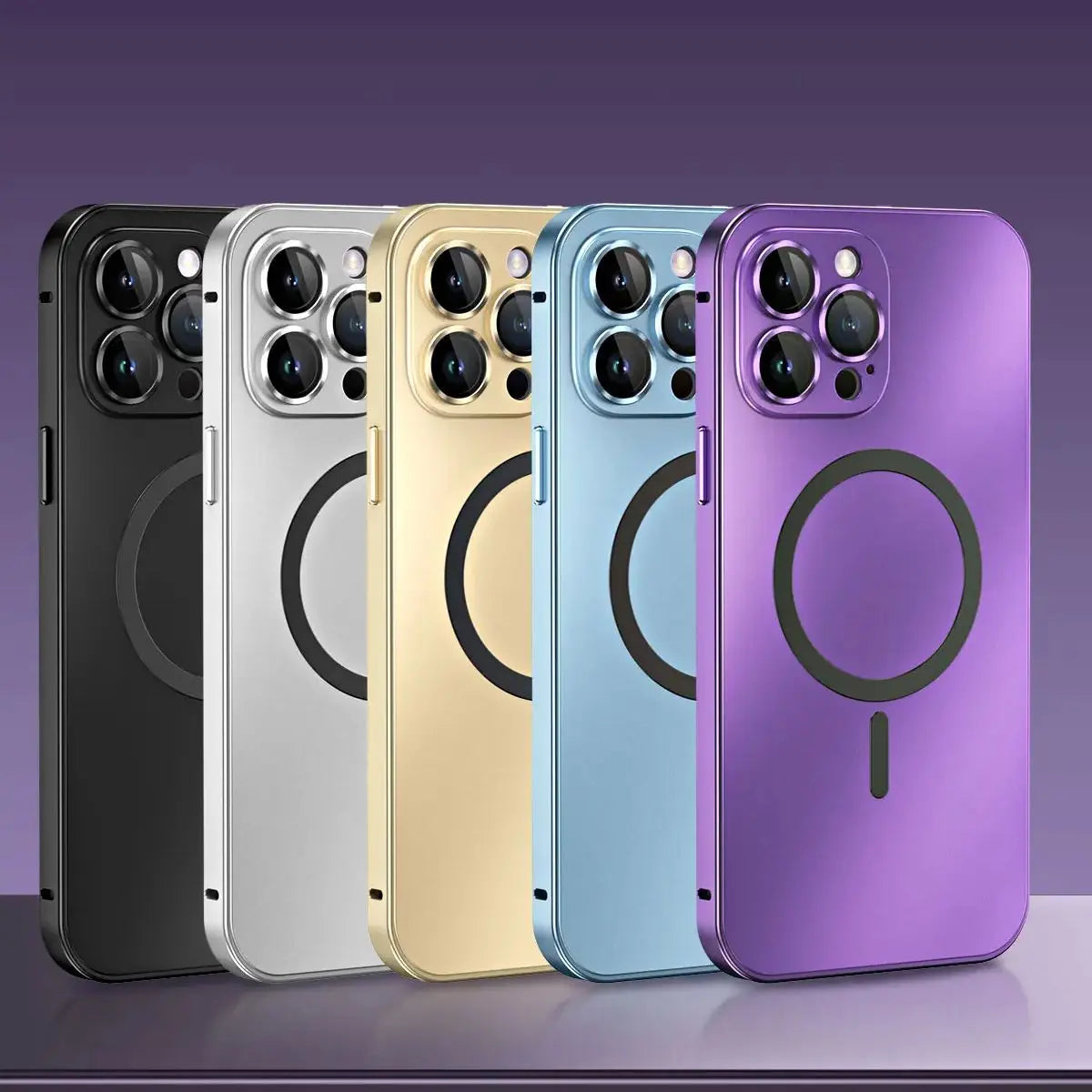 Fashion Aluminum Metal Magnetic Case For iPhone16 17 Pro Max 15Pro 14 13 12 Magsafe Wireless Charging Glass Lens Backboard Cover