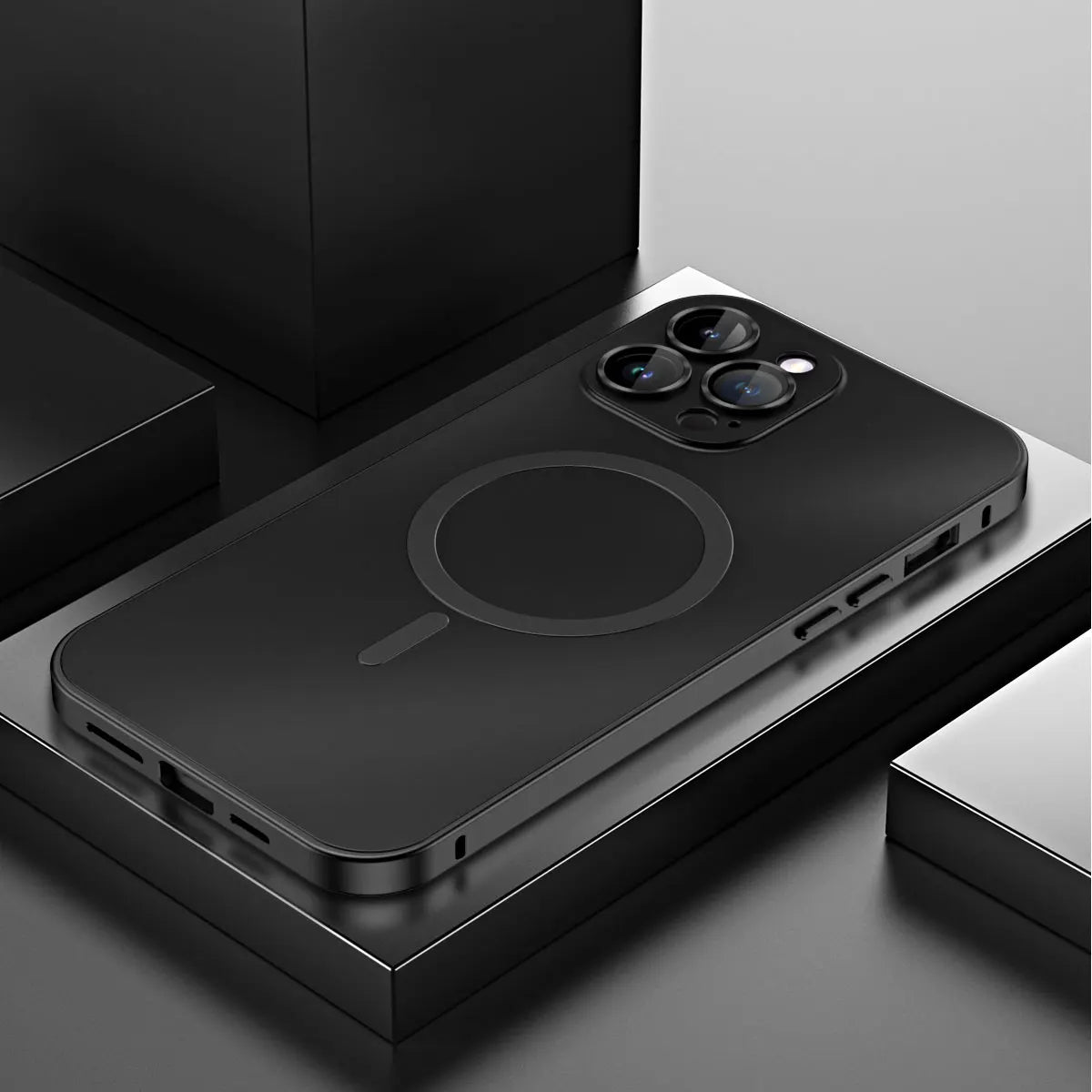 Fashion Aluminum Metal Magnetic Case For iPhone16 17 Pro Max 15Pro 14 13 12 Magsafe Wireless Charging Glass Lens Backboard Cover