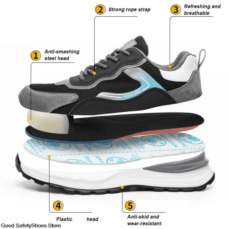 Men Women Safety Shoes With Composite Toe Breathable Work Sneakers Anti-Smash Lightweight Work Shoes Men 6KV Insulation Shoes