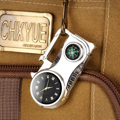 Outdoor Compass Keychain Inflatable Windproof Lighter Multi-function Watch Bottle Opener Red Flame Butane Lighters Survival Tool