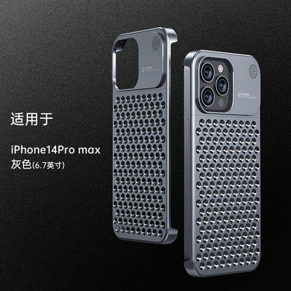Aluminum Alloy Mobile Phone Case Hollow Heat Dissipation Anti-fall Suitable For Apple 13 13pro 13promax 14 14pro 14promax
