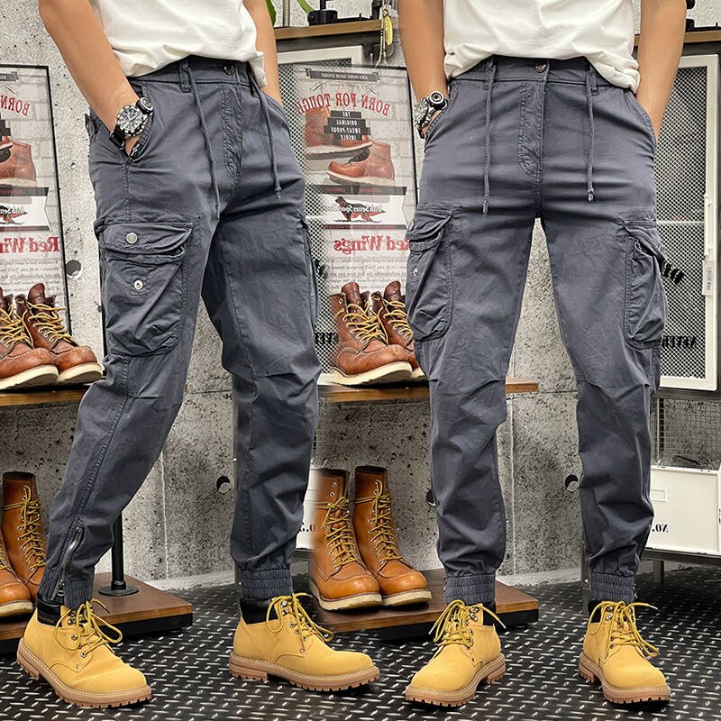 Skinny Cargo Pants Autumn Men Slim Fit Jogger Pants Elastic Waist Outdoor Tactical Pants Men Trousers With Multi pockets