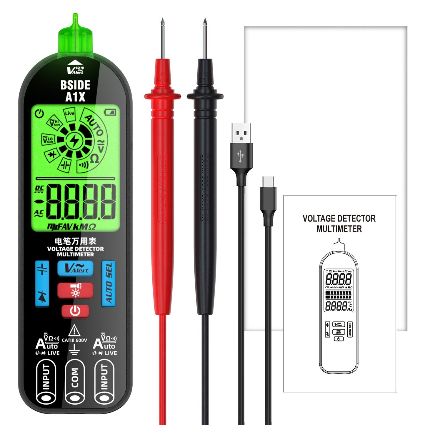Voltage Tester Digital Voltmeter Non-Contact Electrician Pen Detector Voltmeter Ac Live Wire Test Diode Meter USB Rechargeable