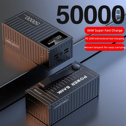 66W Power Bank 50000mAh Container Super Fast Charging Portable Powerbank for Huawei iPhone14 Xiaomi External Battery Charger New