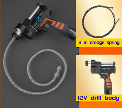 12V Sewer Dredger Electric Pipe Dredger House Hold Toilet Floor Drain Pipe Blockage Cleaning Tool Spring 1.5m/3m/4.5m/7.5m