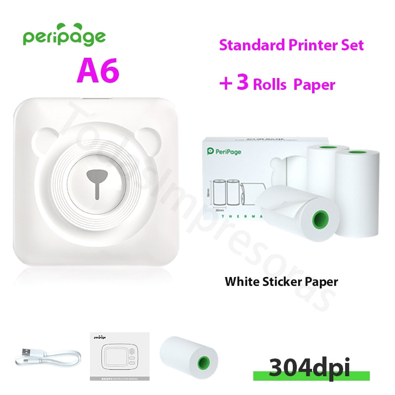 New Arrival 304dpi Mini Pocket Printer Peripage A6 Thermal Photo Printer Color Green Purple Mobile Phone Android IOS Regalo Gift