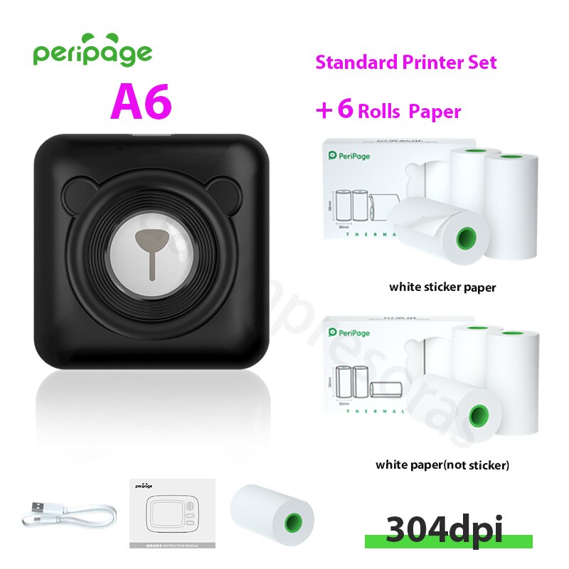 New Arrival 304dpi Mini Pocket Printer Peripage A6 Thermal Photo Printer Color Green Purple Mobile Phone Android IOS Regalo Gift