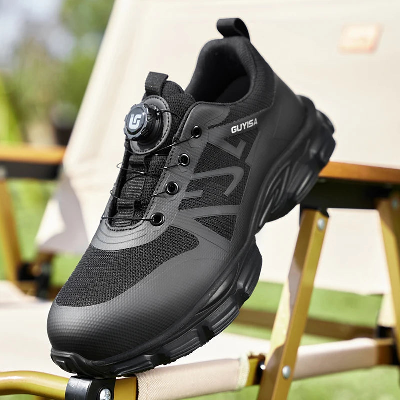 Men's steel toe work shoes smart buckle convenient fashion lightweight anti-smash anti-puncture safety protection shoes