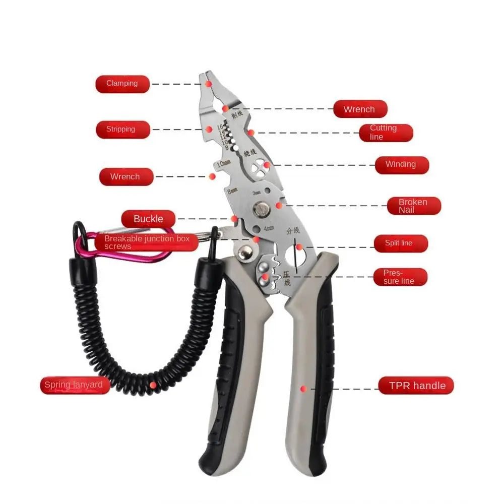 Multifunctional Wire Strippers Portable Elbow Cutting Crimping Splitting Wire Stripper Tool Wire Pliers