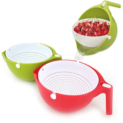 Double Drain Basket Bowl Rice Washing Kitchen Sink Strainer Noodles Vegetables Fruit Kitchen Gadget Colander Coladores De Cocina