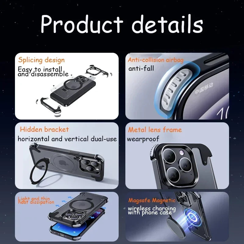 Eary Phone Case with Finger Ring Holder Anti-Collision Light Weight Phone Cover Metal Phone Bumper for iPhone 14pro/ pro max
