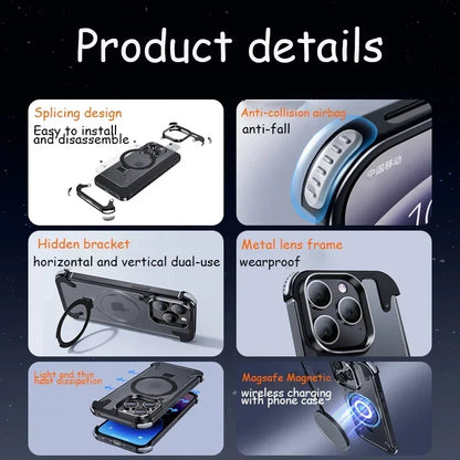 Eary Phone Case with Finger Ring Holder Anti-Collision Light Weight Phone Cover Metal Phone Bumper for iPhone 14pro/ pro max