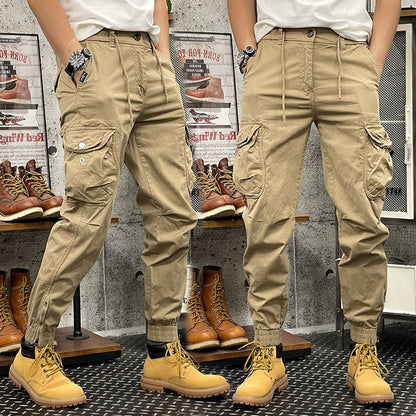 Skinny Cargo Pants Autumn Men Slim Fit Jogger Pants Elastic Waist Outdoor Tactical Pants Men Trousers With Multi pockets
