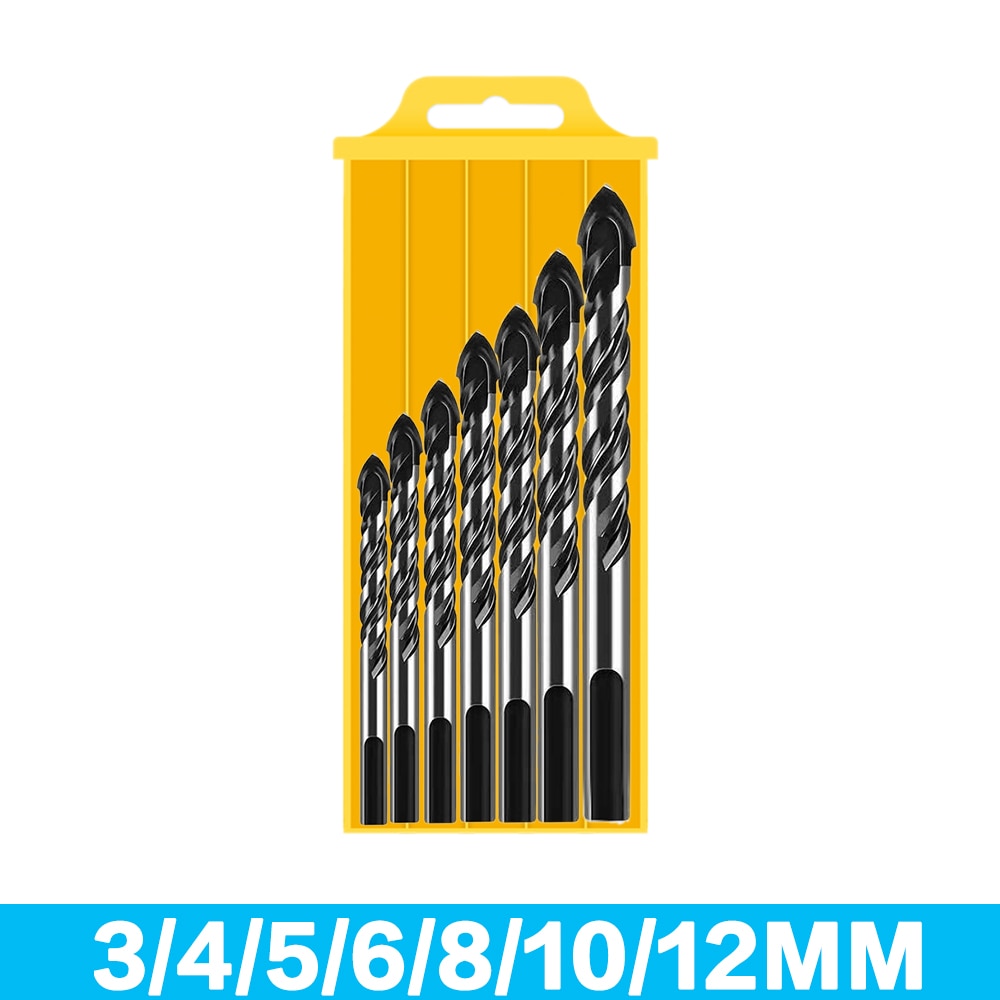 3-12mm Multifunctional Glass Metal Tile Drill Bit Triangle Diamond Drill Set Ceramic Concrete Brick Wood Punching Hole Saw Drill