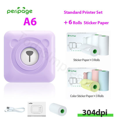 New Arrival 304dpi Mini Pocket Printer Peripage A6 Thermal Photo Printer Color Green Purple Mobile Phone Android IOS Regalo Gift