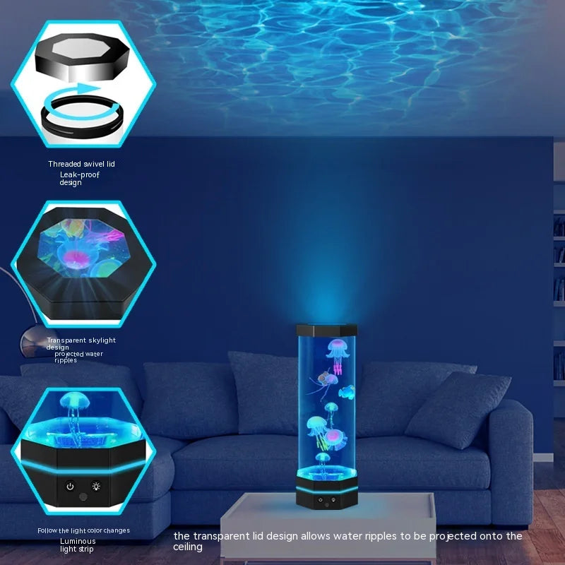 Jellyfish Lava Lamp 17 Colors Changing 15inch Jellyfish Lamp With Remote Control USB Plug-in Bubble Fish Lamp Kids Night Light C