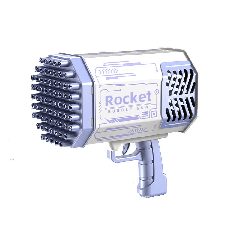Bubble Gun Rocket 69 Holes Soap Bubbles Machine Christmas Gift Gun Shape Automatic Blower With Light Pomperos Toys For Kids XMAS