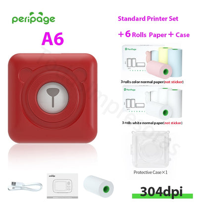 New Arrival 304dpi Mini Pocket Printer Peripage A6 Thermal Photo Printer Color Green Purple Mobile Phone Android IOS Regalo Gift