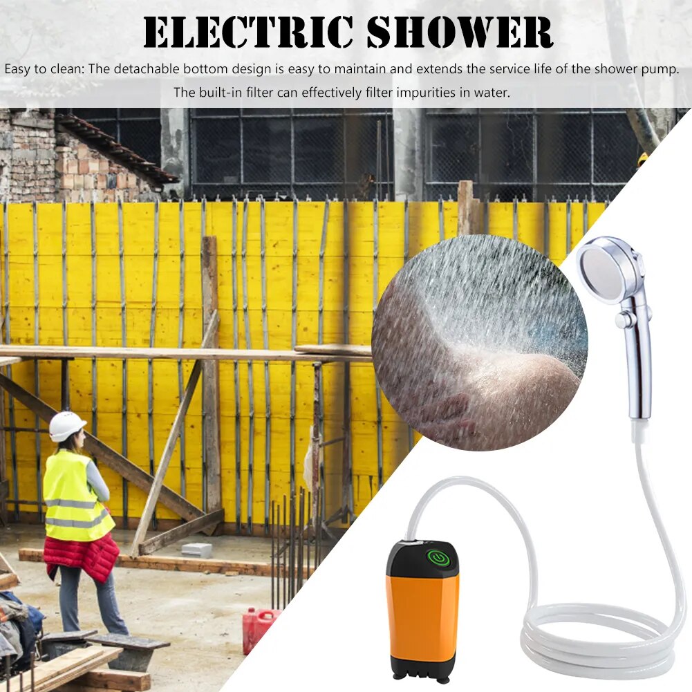 Outdoor Electric Shower IPX7 Waterproof Portable Electric Camping Shower Travel Beach Electric Shower Pump for Camping/Hiking
