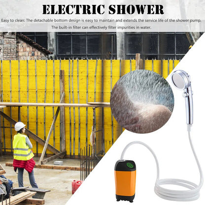 Outdoor Electric Shower IPX7 Waterproof Portable Electric Camping Shower Travel Beach Electric Shower Pump for Camping/Hiking
