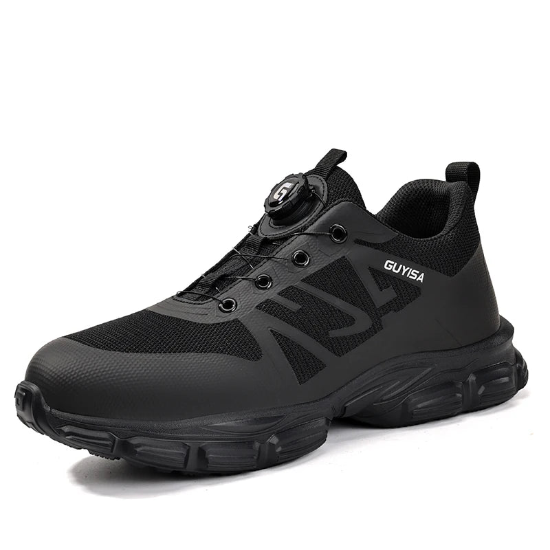 Men's steel toe work shoes smart buckle convenient fashion lightweight anti-smash anti-puncture safety protection shoes