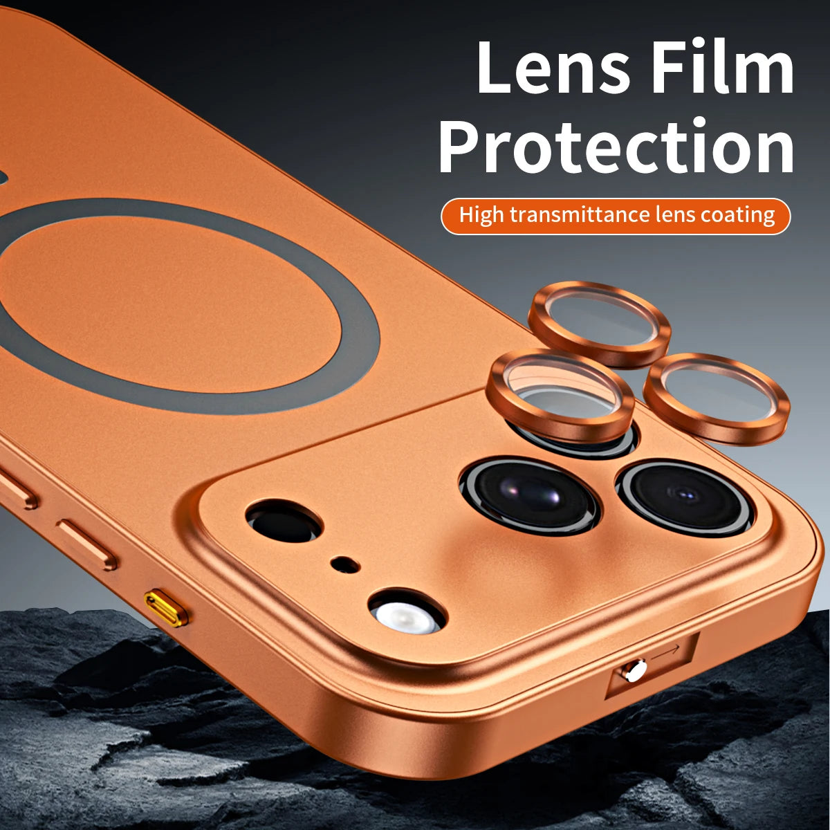 Fashion Aluminum Metal Magnetic Case For iPhone16 17 Pro Max 15Pro 14 13 12 Magsafe Wireless Charging Glass Lens Backboard Cover