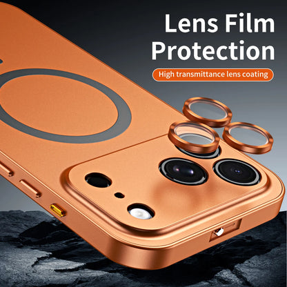 Fashion Aluminum Metal Magnetic Case For iPhone16 17 Pro Max 15Pro 14 13 12 Magsafe Wireless Charging Glass Lens Backboard Cover