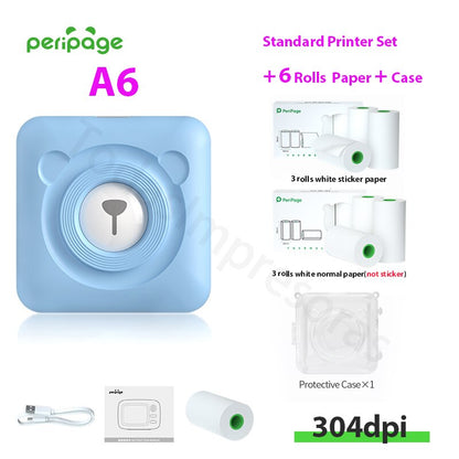New Arrival 304dpi Mini Pocket Printer Peripage A6 Thermal Photo Printer Color Green Purple Mobile Phone Android IOS Regalo Gift