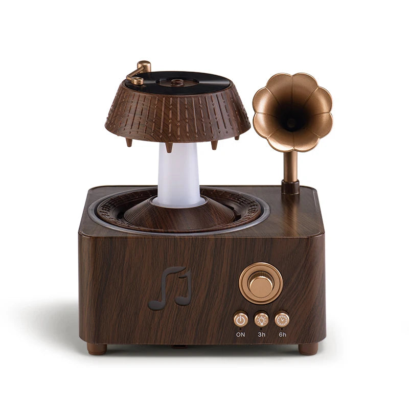 250ml Rotating Raindrop Air Humidifier Music Box Phonograph Gramophone Aromatherapy Humidifier Essential Oil Fragrance Diffuser