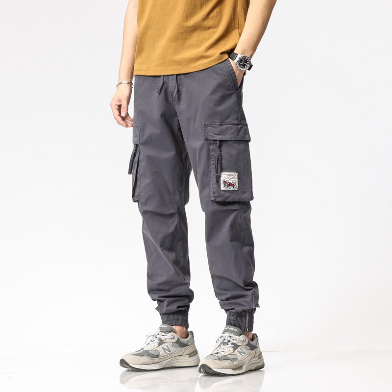 Summer Camping Hiking Men's Multi-Pocket Overalls Sports Trousers Mens Casual Fitness Drawstring Pants Men's Jogger Track Pants