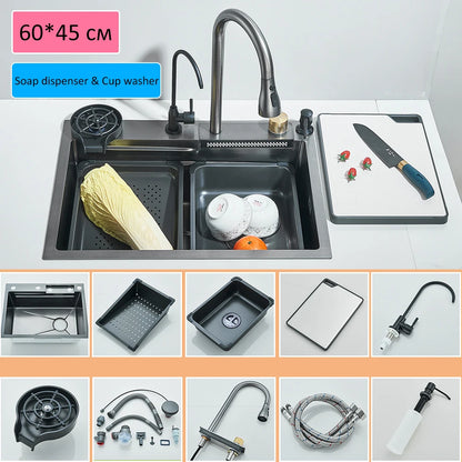 304 Waterfall Kitchen Sink 60*45cm Stainless Steel Sink